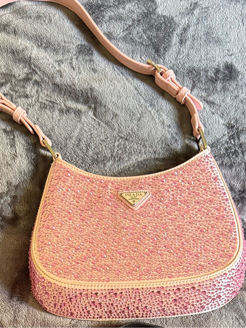 designer inspired Pink Crystal-Embellished Shoulder Bag